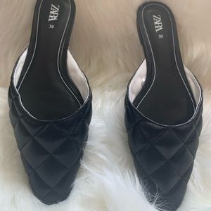 Black Quilted Zara Flats